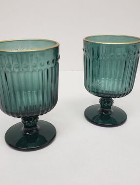 Starbucks 5" Cobalt Blue Etched Glass 16oz Pedestal Mug Cup Anchor Hocking USA